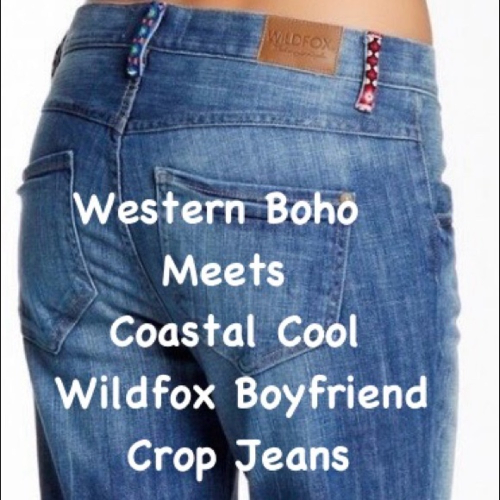 WILDFOX baggy cropped boyfriend jeans 29 Coastal Cowgirl Boho Festival